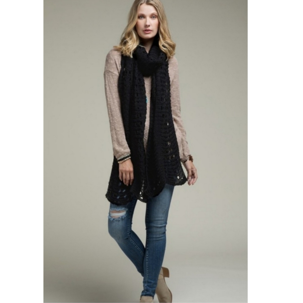 OPEN KNIT OVERSIZED OBLONG SCARF